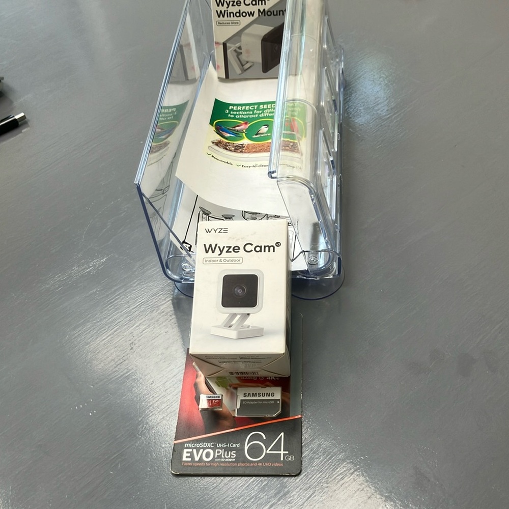 Wyze Cam with Samsung 64GB MicroSD Card Bundle and Window bird feeder